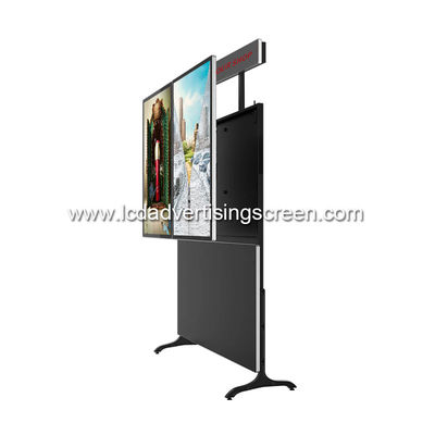 FHD Floor Standing Dual IPS LCD Advertising Screen With LED Subtitle