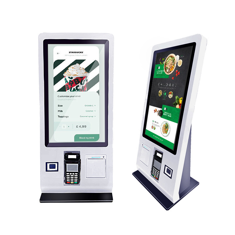 Self Service Payment Kiosk Touch Screen With QR Code Scanner And POS Device