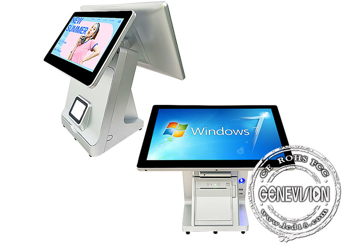 15.6 Dual Screen POS Terminal System With Touch Screen Cash Register With Ticket Printer Scanner Rich Peripherals