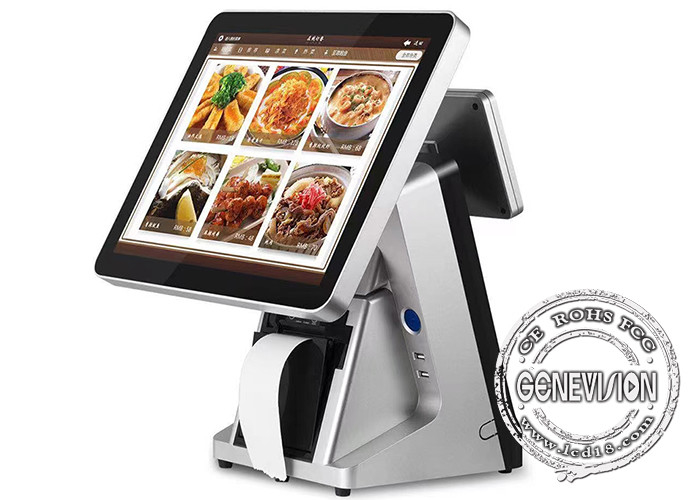 15.6 Dual Screen POS Terminal System With Touch Screen Cash Register With Ticket Printer Scanner Rich Peripherals