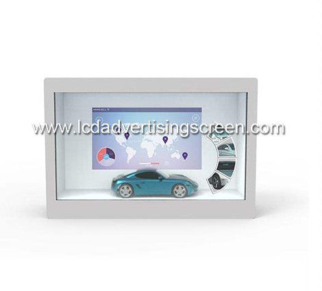 43 Inch Transparent LCD Display Box Refrigerator White Show Case Touch Screen