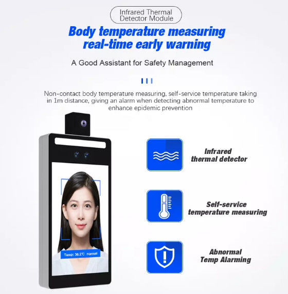 Outdoor 8 Inch Didplay Digital Signage Door Access System With Temperature Alarm Infrared Thermometer With Live Camera