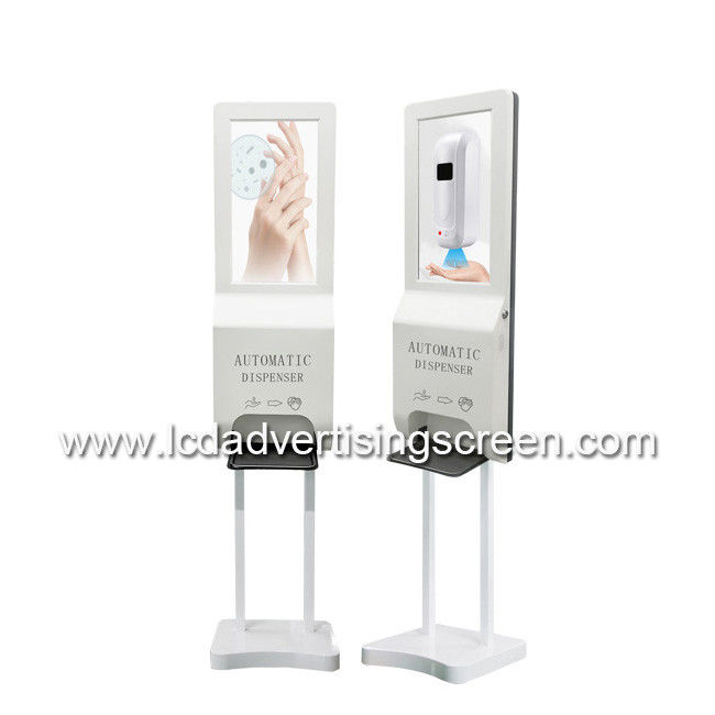 TFT LCD Advertising Screen With Automatic Foam Soap Hand Sanitizer Dispenser Android Digital Signage With Software