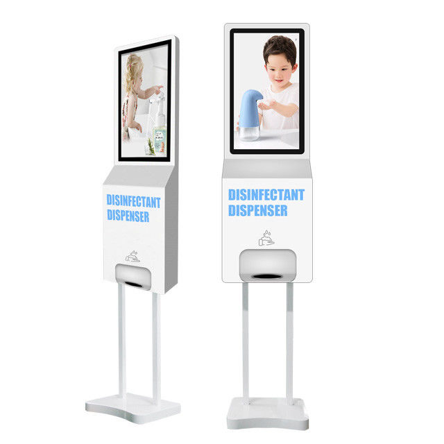 Full HD 1080P Retail Shop Wall Mounted Advertising Display With 3000ml Hand Gel Foam Disinfectant Dispenser