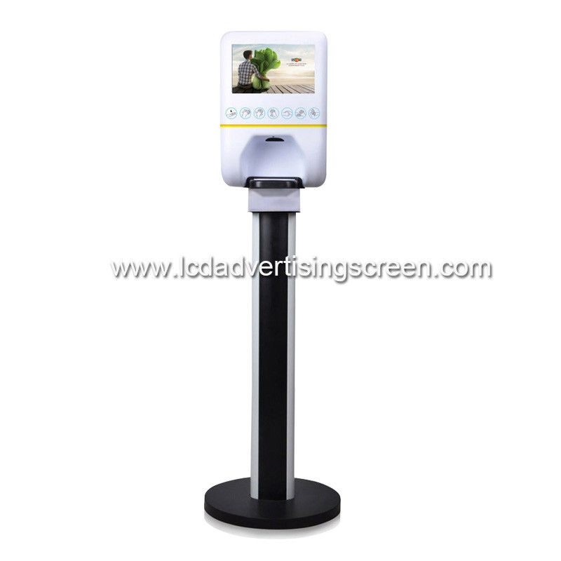 Standing Plastic Android Advertising Screen Non Contact Automatic Spray Hand Wash Advertising Kiosk