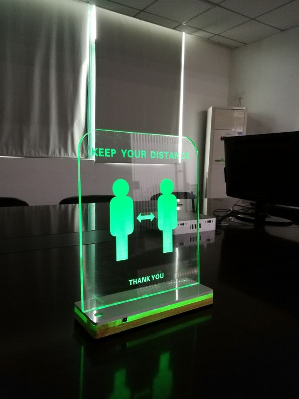 DC12V Six Color Transparent Acrylic LED Sign With Wooden Base