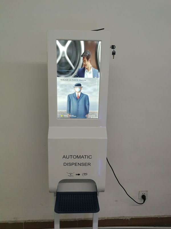 22 Inch Advertising Monitor with Camera IR thermometer 3000ml Hand Clean Gel Dispenser Capacity Count for Restaurant