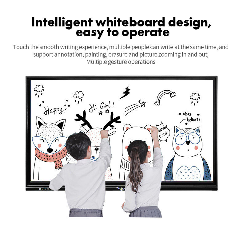 65 Inch 400CD/M2 Dual Screen LCD Interactive Whiteboard 20 Point Multi Touch