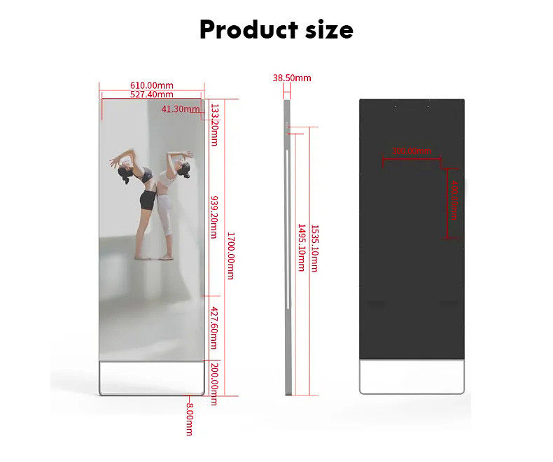 49 Inch Mirror 400CD/M2 Wall Mount LCD Display For Yoga Practice