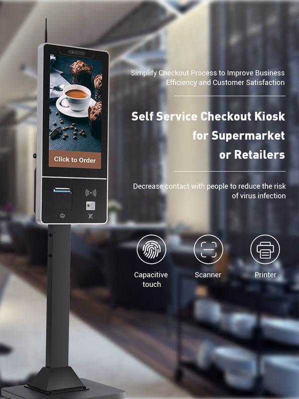 CCC FCC CE 32 Inch RK3288 NFC Restaurant Self Service Kiosk Self Checkout