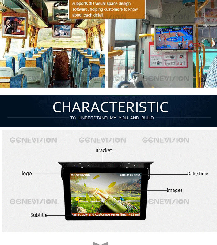 18.5 Inch Ceiling Mounted Bus Advertising Screen For Stops Information Display