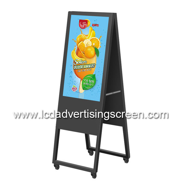 Double Screen 32in Floor Stand Folding Digital Menuboard With LED Backlight