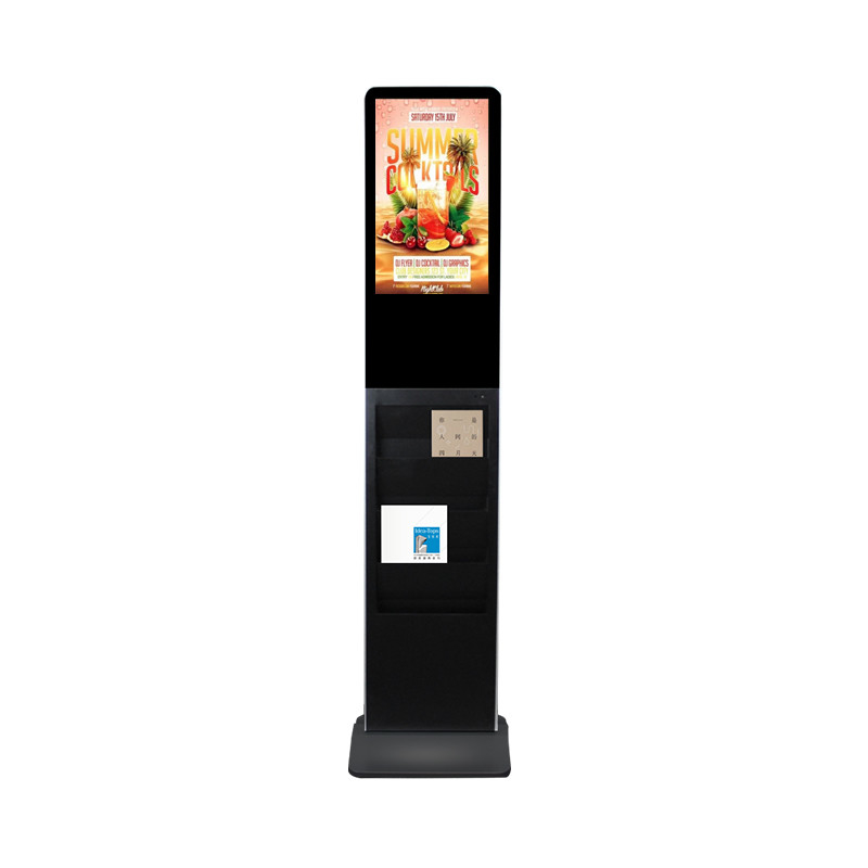 FCC Capacitive Multi Touch LCD Advertising Kiosk With Magazine Holder