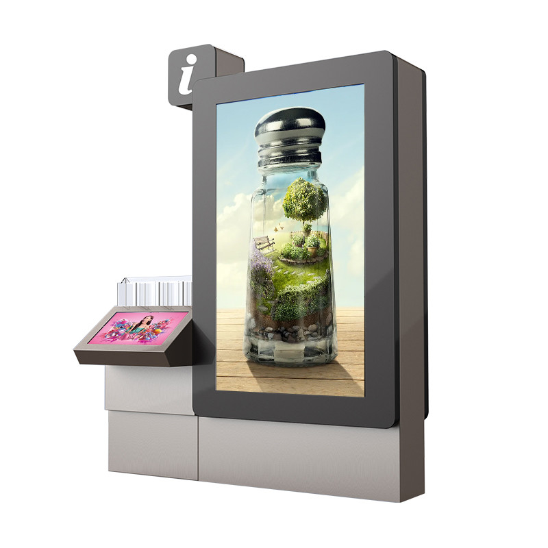 Camera Microphone Support LCD Advertising Kiosk 65 Inch Outdoor Video Advertising