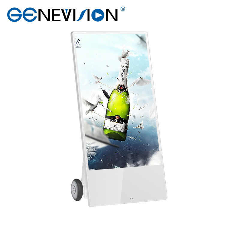 Wireless Battery Powered Outdoor Advertising Display With Portable Wheels