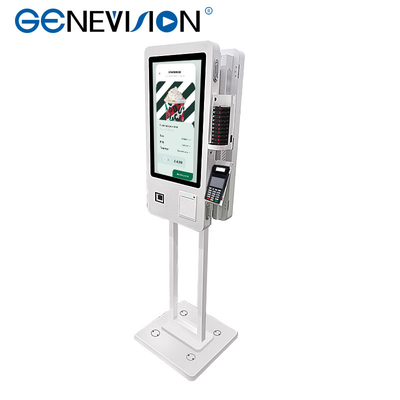 Ordering Payment Kiosk Restaurant 24 Inch Dual Screen On One Floor Stand